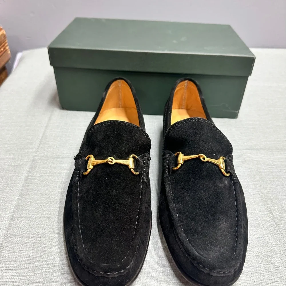 Shipton & Heneage Black Suede Horsebit Loafers Padova Made in Italy Mens 9 / 43